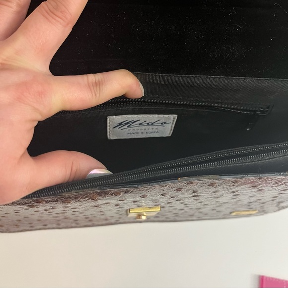 Vintage Mido Korea Brown Ostrich Leather Top Handle Bag - Picture 10 of 12